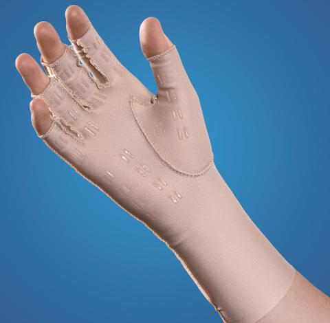 Edema glove with silicone grip